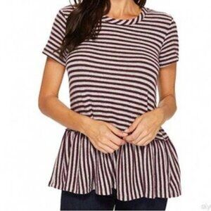 NEW B Collection by Bobeau L Peplum Knit Short sleeve Knit Top T-shirt Pullover